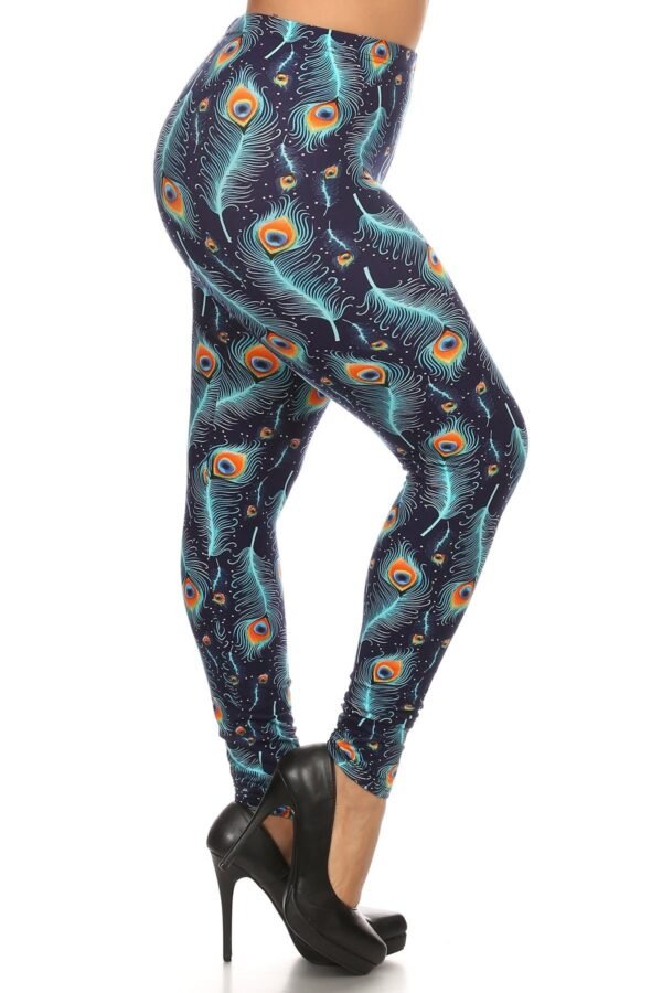 Plus Size Print, Full Length Leggings In A Slim Fitting Style With A Banded ...