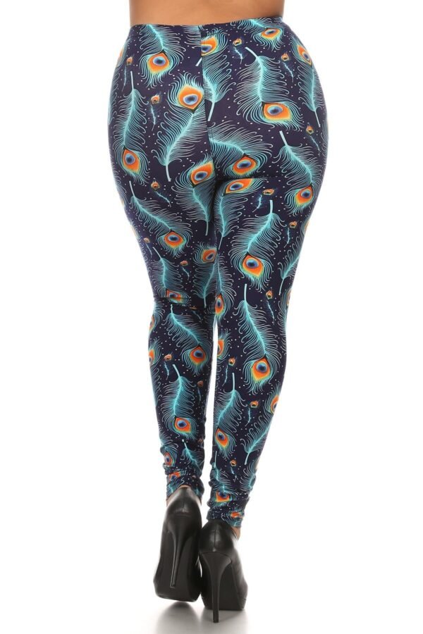 Plus Size Print, Full Length Leggings In A Slim Fitting Style With A Banded ...