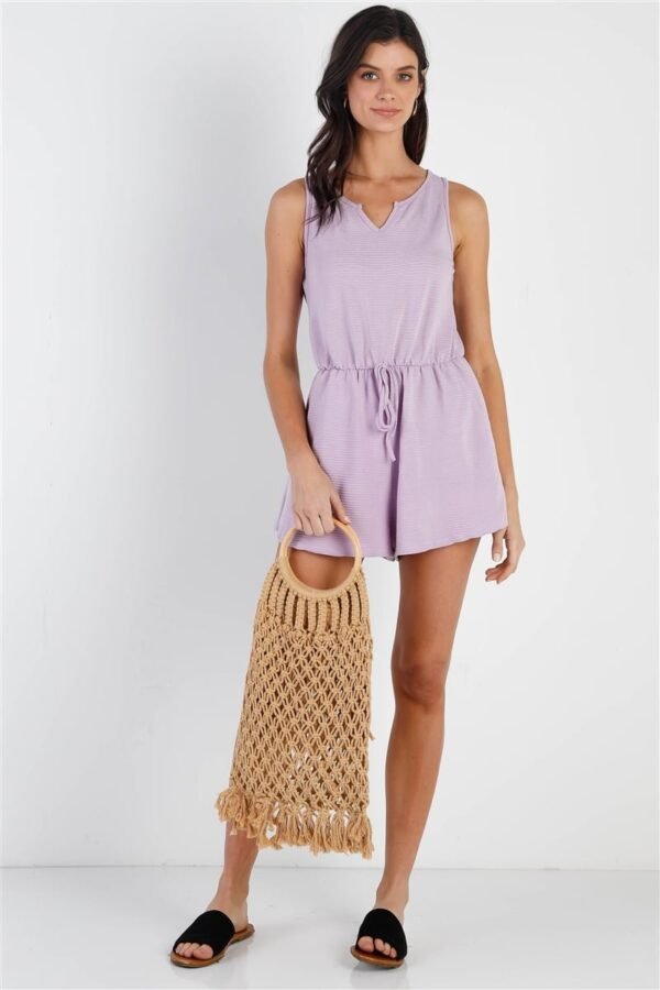 Ribbed Self-tie Waistline Romper