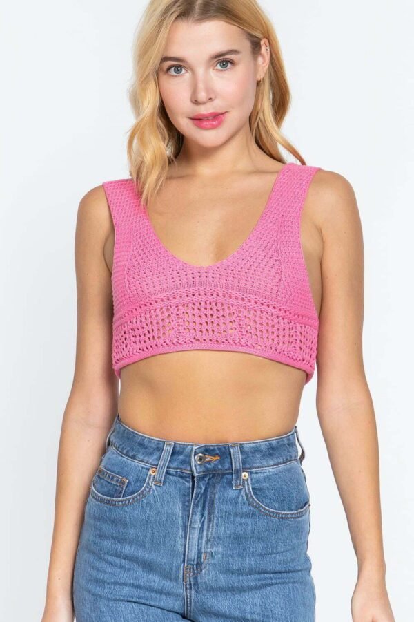 Textured Crop Sweater Tank Top