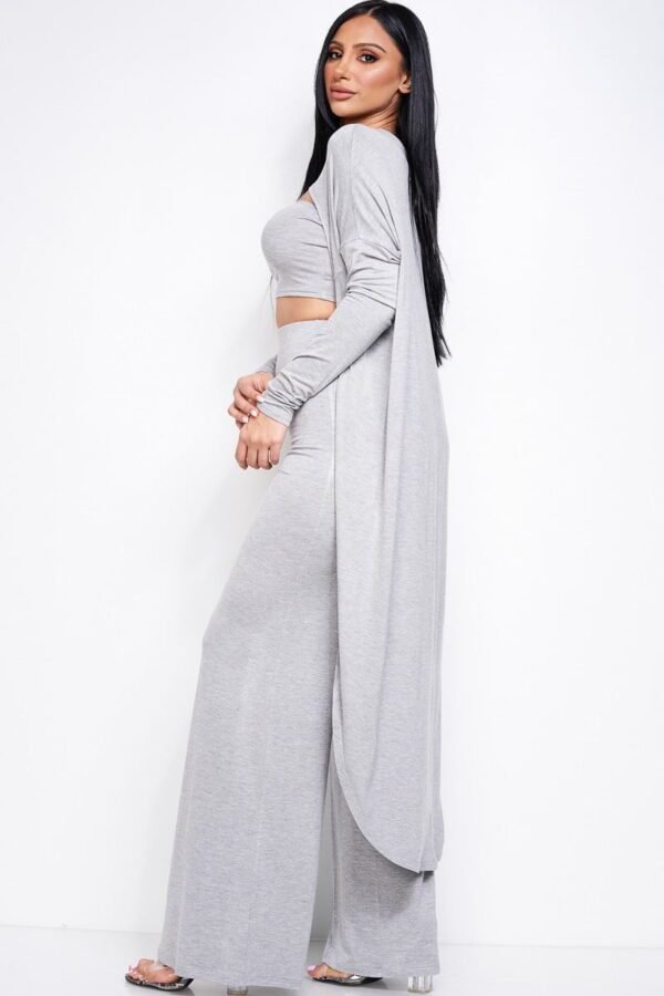 Solid Heavy Rayon Spandex Tube Top, Long Sleeve Cape Top And Wide Leg Pants ...