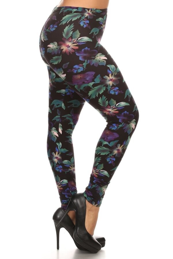 Plus Size Print, Full Length Leggings In A Slim Fitting Style With A Banded ...