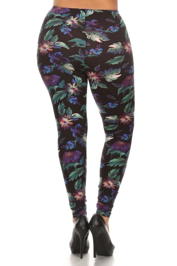 Plus Size Print, Full Length Leggings In A Slim Fitting Style With A Banded ...