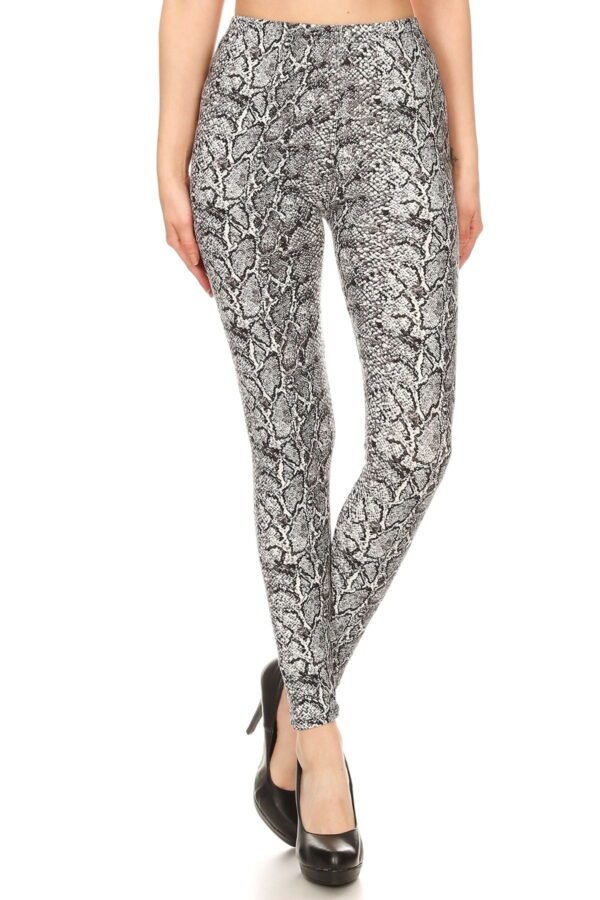 Snakeskin Print, Full Length, High Waisted Leggings In A Fitted Style With A...