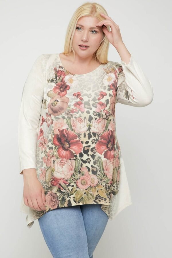 Geometric/tribal Sublimation Print Floral Tunic Top